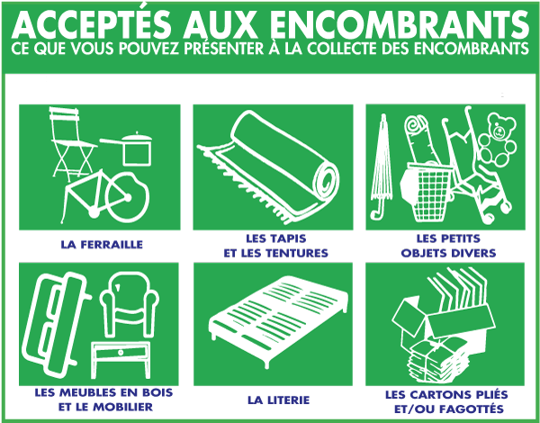 Déchets encombrants acceptés