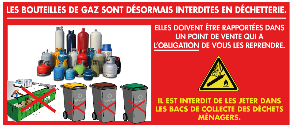 Les bouteilles de gaz ne sont plus acceptées en déchetterie !