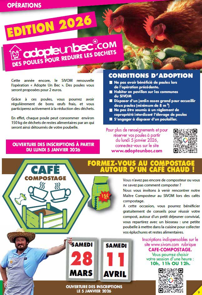 OPÉRATIONS ADOPTE UN BEC ET CAFÉS COMPOSTAGE 2026   INSCRIPTIONS